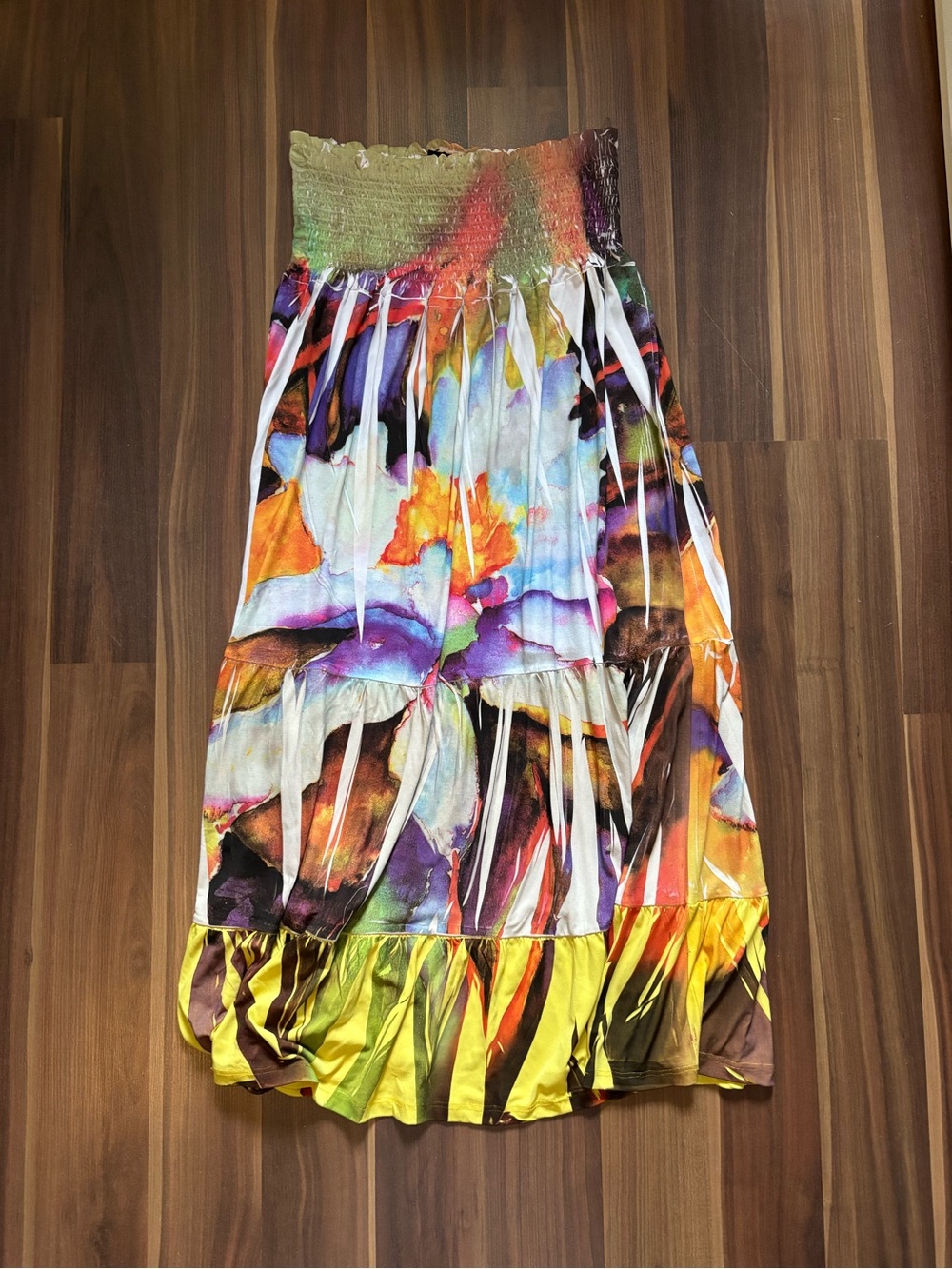 Multicolor Strapless Maxi Dress